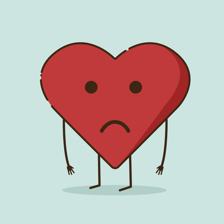 Sad heart character vector illustrationのイラスト素材