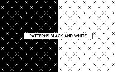 Seamless vector background, geometric abstract seamless pattern with dots and lines in black and white.のイラスト素材