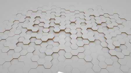 Clear pattern abstract background hexagon white, futuristic wallpaper, tech space for graphic and advertising in perspective.の写真素材