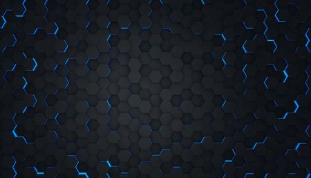 Clear pattern abstract background hexagon black and blue, wallpaper futuristic, tech space,...