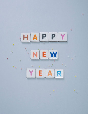 Happy new year, Grey background for flyer, poster, banner, web, header, social media with space for text.の写真素材