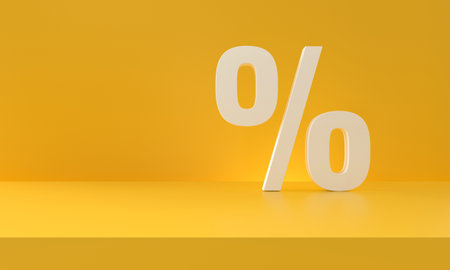 Percent discount symbol yellowの写真素材