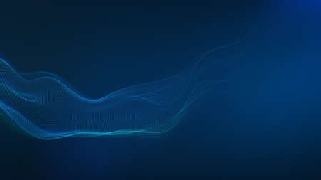 Abstract tech blue background born particles in ware form. corporate, connection network concept. 3d...