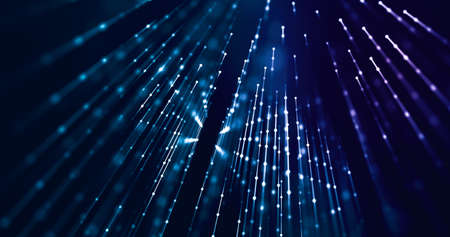 Data transfer at speed with points and lines representing the 5g fiber. Tech, social, cyber concept....