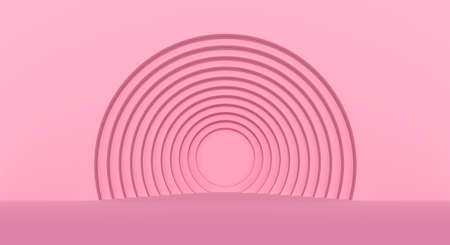 Pink Abstract room circles background. 3d rendering.の写真素材