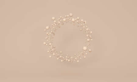 Skin colour floating spheres forming a circle on studio background. Make up. 3d rendering.の写真素材