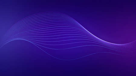 Curve of data connect for dots and lines on blue and purple Abstract background. Tech intelligence...