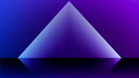 Abstract blue background Reflective with light shapes pyramid. Data tech concept.