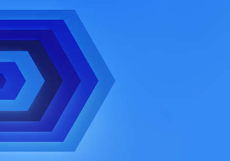 Abstract blue background with arrows. Hexagon depth tech. 3d rendering.