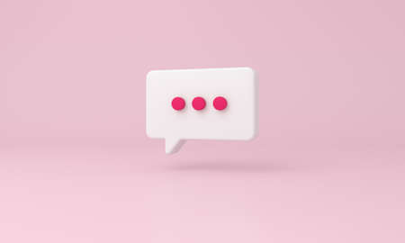 Bubble chat icon on pink background. 3d rendering.の写真素材