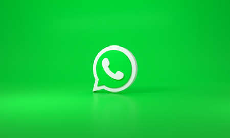 Whatsapp logo on green background. 3D rendering.のeditorial素材