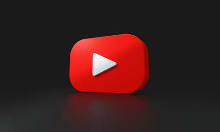 Youtube logo on black background. 3D rendering.のeditorial素材