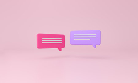 Chat icon on minimal pink background. 3d rendering.の写真素材