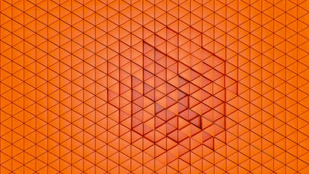 abstract orange background cells hexagon, matrix network pattern tech triangle wall wallpaper. 3D rendering.の写真素材