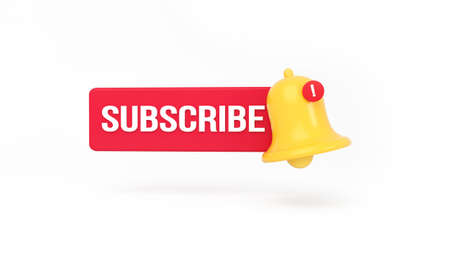 Notification bell and Subscribe icon on white background. 3d rendering.の写真素材