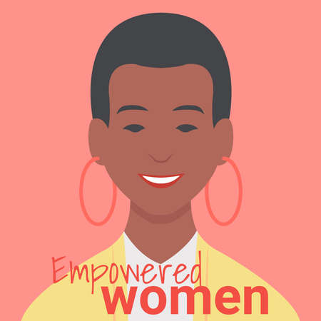 Portrait of an African American woman, empowered woman. Avatar of black woman. Vector illustrationのイラスト素材