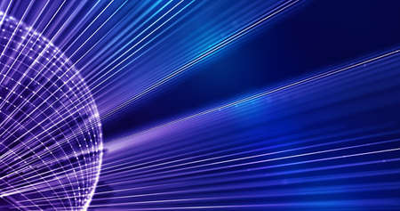 Abstract blue background with lines and lights opening a data portal. Bid data or quantum concept.