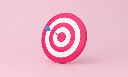 Target board with arrow on pink background. Successful shoot. 3d rendering.の写真素材