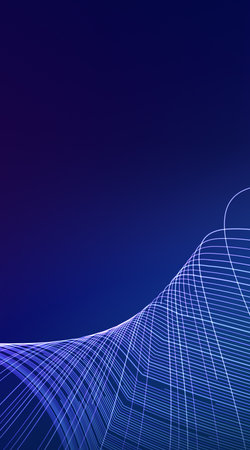 Technology vertical wallpaper with lines simulating internet data. Poster or background of screen.の写真素材