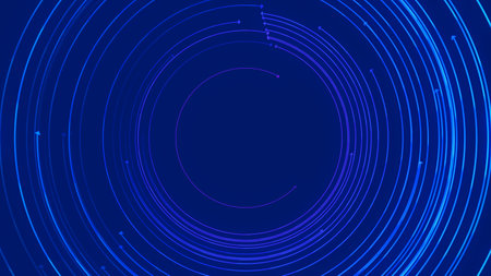 Abstract tunnel for circles on blue background. Data spiral information Concept.