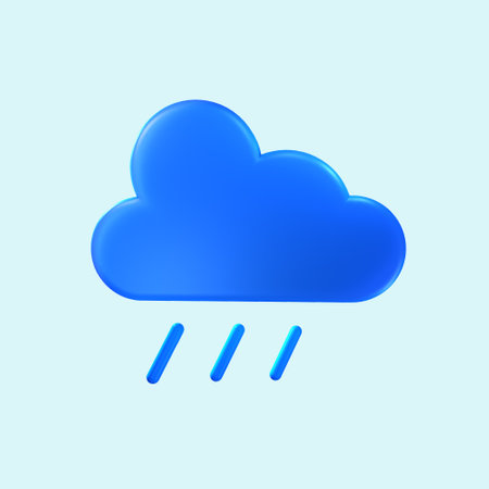3D cloudy and raining icon to know the weather in an application or on the web. 3d illustration.の写真素材