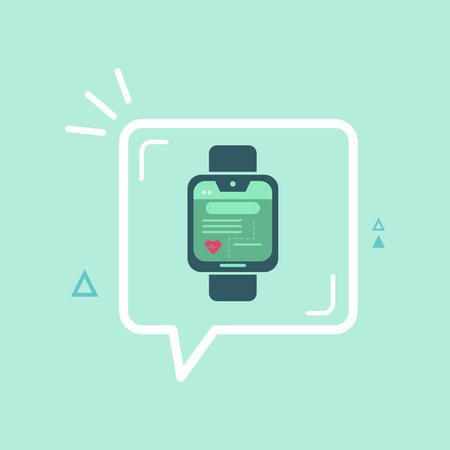 Smartwatch measuring heart rate with healthy icon and exercise data. Vector illustration.のイラスト素材
