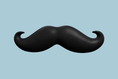 Mustache icon on blue background. 3d renderingの写真素材