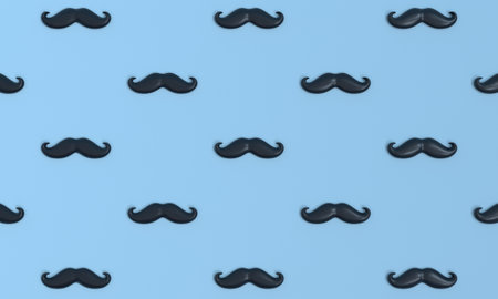 Pattern Mustache icon on blue background. 3d renderingの写真素材