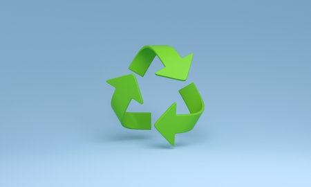 Green recycling sign. save the planet and energy concept. 3d rendering.の写真素材