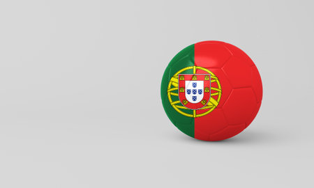 3D illustration of a soccer ball featuring the Portuguese flag with a white background. Ideal for sports, national pride, and football-related projects.の写真素材