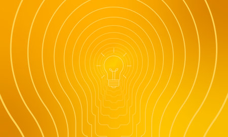Repeating light bulb outlines forming a visual pathway toward a bright idea, representing...