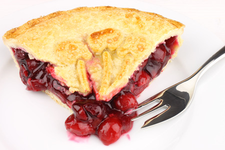 A slice of Cherry Pie filled with sweetの写真素材