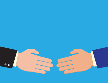 Two businessmen reach agreement on a deal with a handshake.のイラスト素材