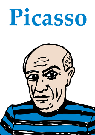 A hand drawn vector illustration of the artist Pablo Picasso.の写真素材