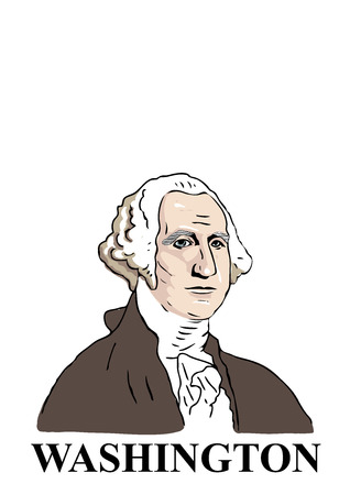 A hand drawn, cartoon style illustration of the first American president: George Washington.のイラスト素材