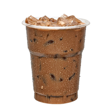 Iced coffee in take away cup isolated on white background Iced coffee in take away cup isolated on white background