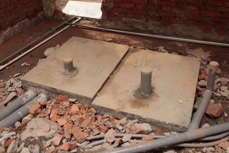 Plumbing Electrica,Pipes and electrical conduitsの写真素材