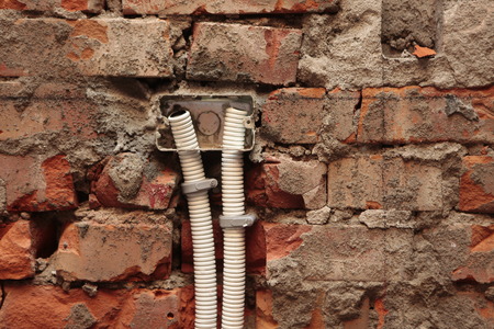 Plumbing Electrica,Pipes and electrical conduitsの写真素材