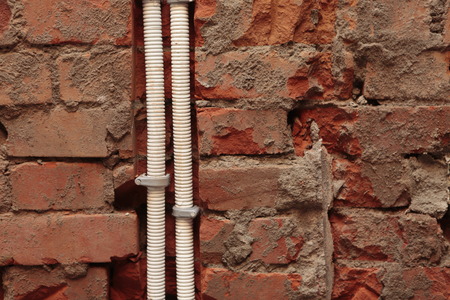 Plumbing Electrica,Pipes and electrical conduitsの写真素材