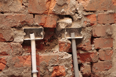 Plumbing Electrica,Pipes and electrical conduitsの写真素材