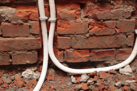 Plumbing Electrica,Pipes and electrical conduitsの写真素材