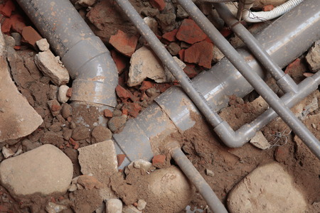 Plumbing Electrica,Pipes and electrical conduitsの写真素材