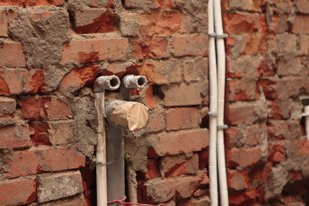 Plumbing Electrica,Pipes and electrical conduitsの写真素材