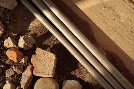 Plumbing Electrica,Pipes and electrical conduitsの写真素材