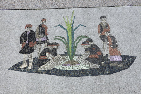 Traditional lifestyle to do with tile mosaic mural, Aboriginalのeditorial素材