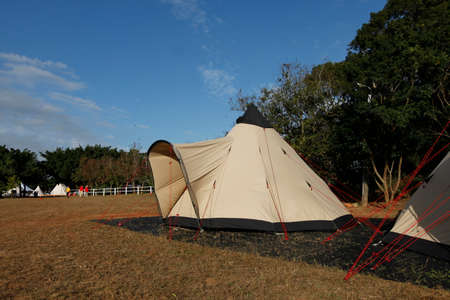 Camping tent at night, Glamping
