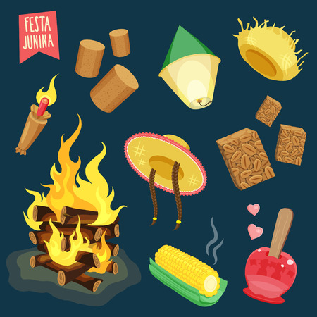 June Festival, brazilian june fest iconsのイラスト素材