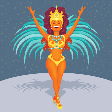 Beautiful brazilian samba dancer - Detailed vector cartoon for brazilian carnival subjectsのイラスト素材