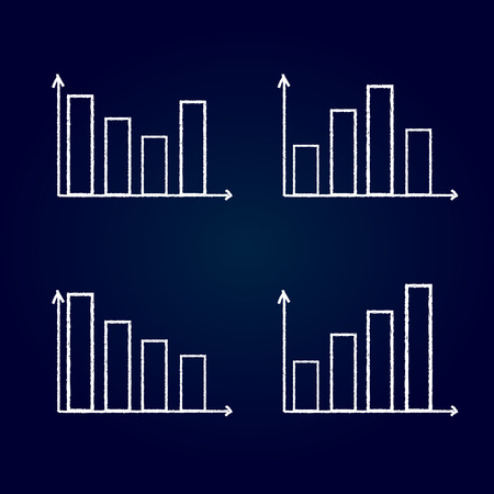 Bar charts graphs on blue backgroundのイラスト素材