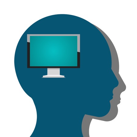 Person thinks about computersのイラスト素材